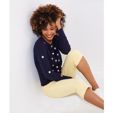 Gänseblümchen-Zwirn-Strickjacke