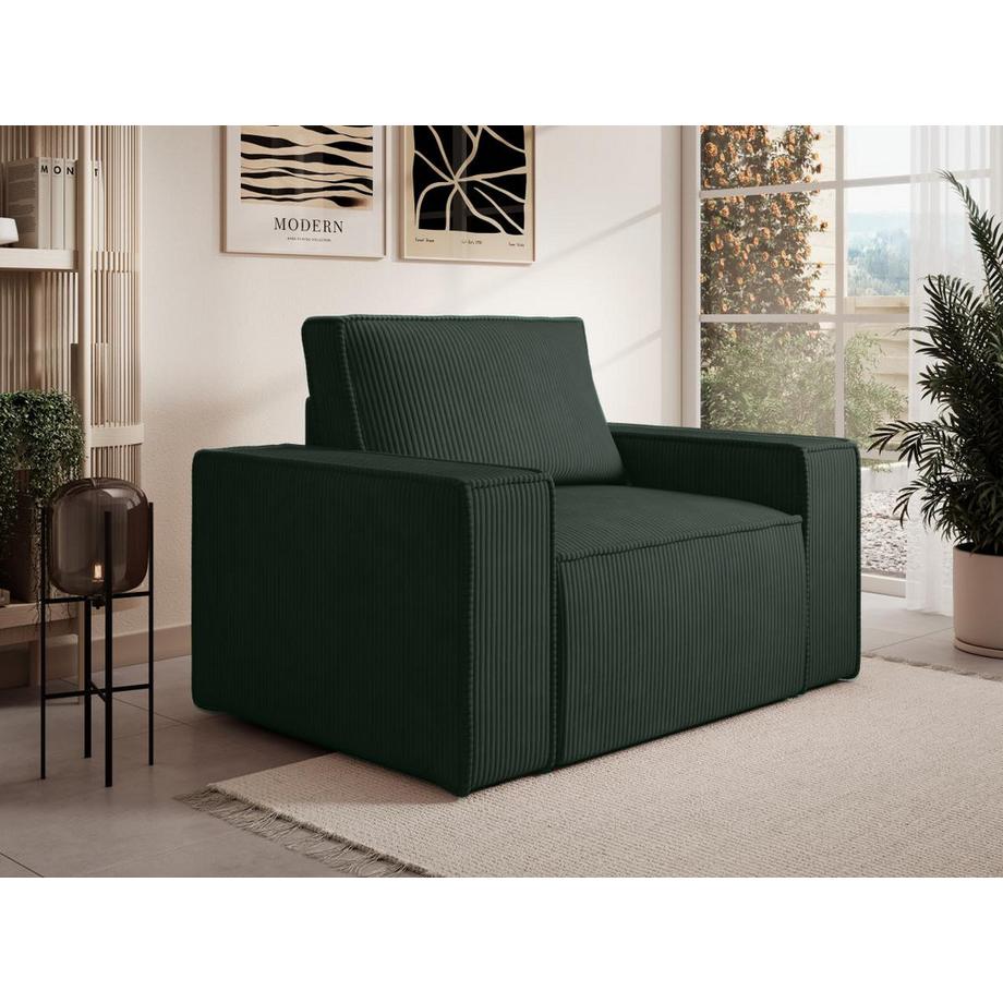 PASCAL MORABITO Fauteuil en velours côtelé vert sapin AMELIA  