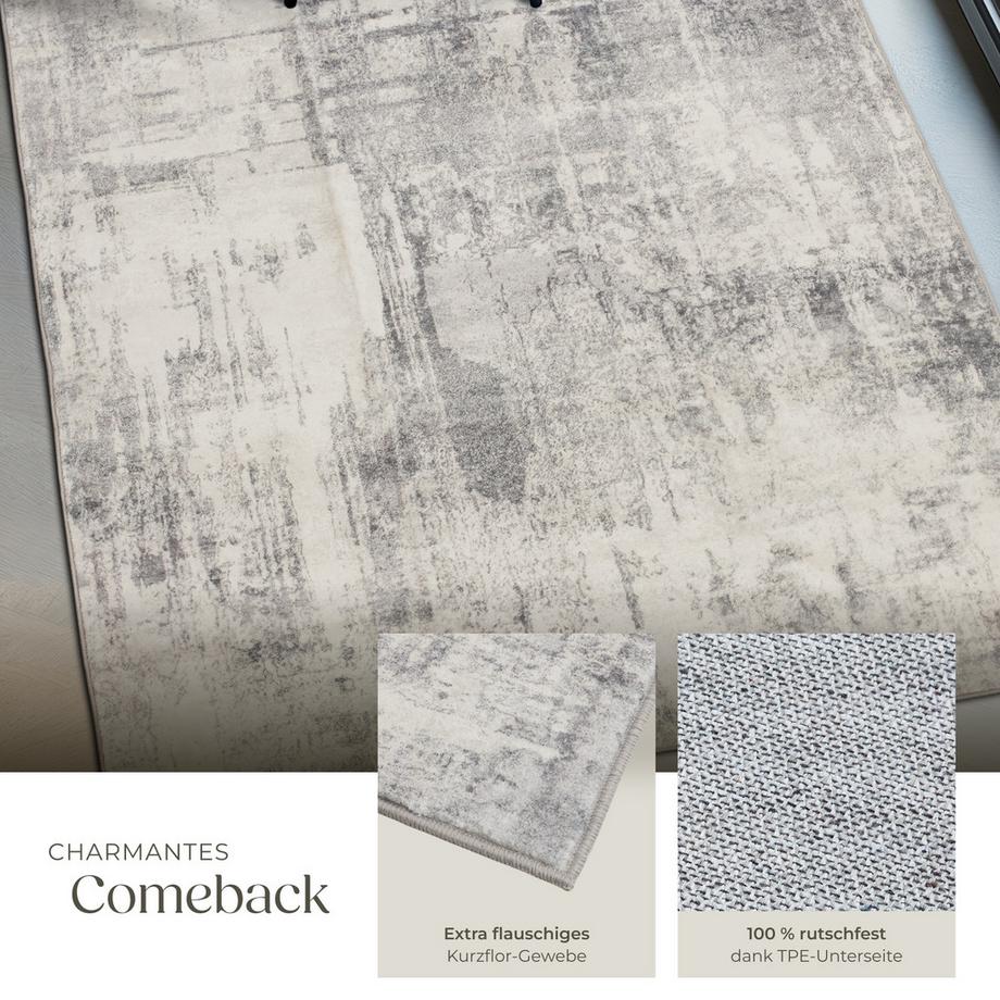 Tectake Tapis design vintage à poils courts NADIRA en laine synthétique et feutre  