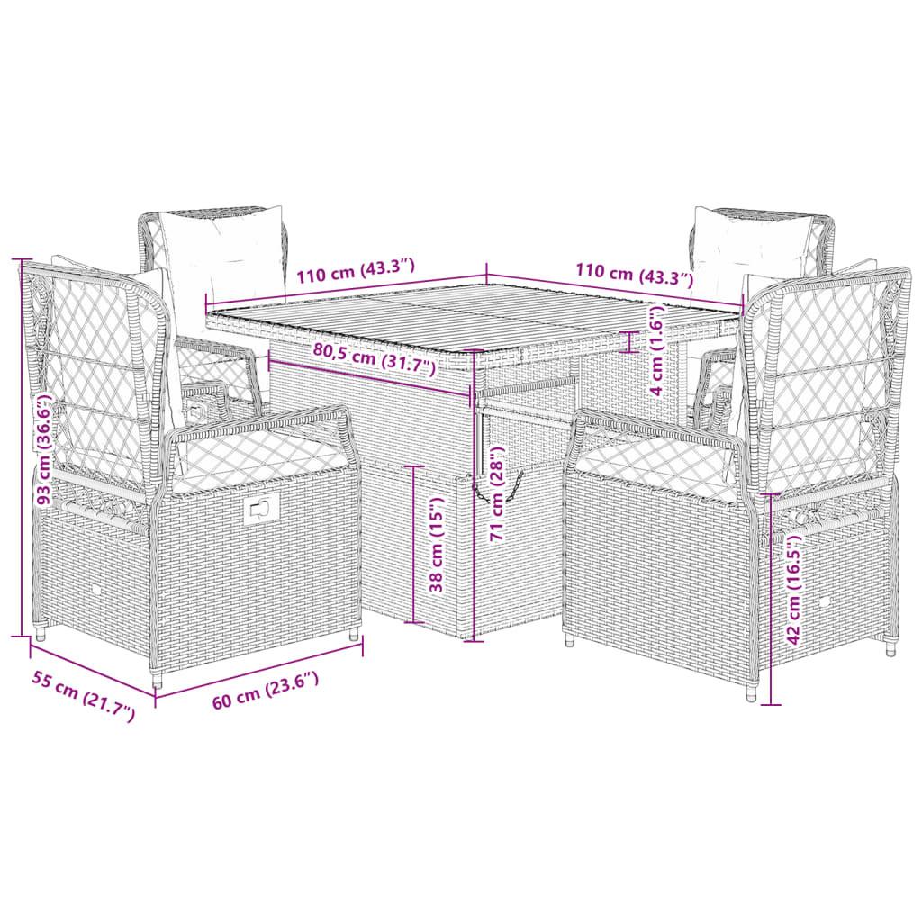 VidaXL Ensemble de salle à manger de jardin rotin synthétique  