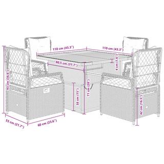 VidaXL Ensemble de salle à manger de jardin rotin synthétique  