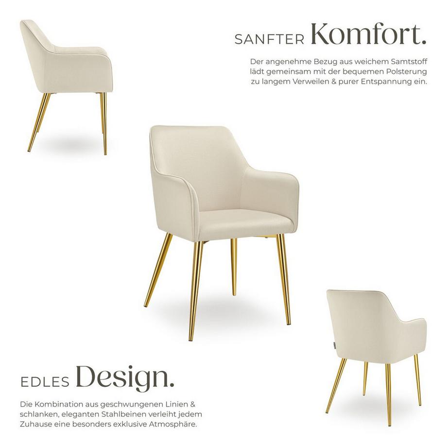 Tectake Armlehnstuhl Avane  in Samtoptik, gepolstert durchgehende Lehne  