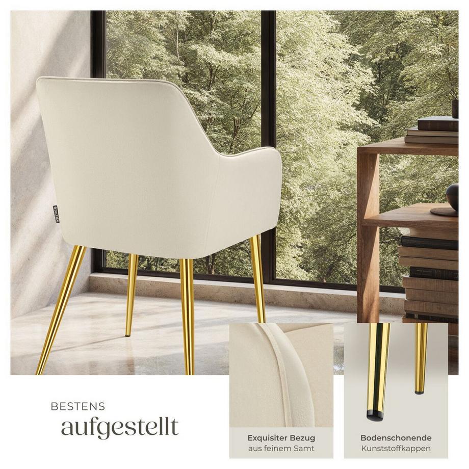 Tectake Armlehnstuhl Avane  in Samtoptik, gepolstert durchgehende Lehne  