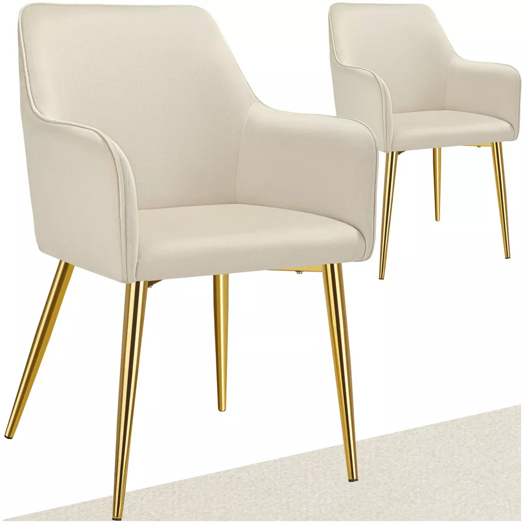 Tectake - Fauteuil AVANE en velours rembourré, 2 Stück, Beige