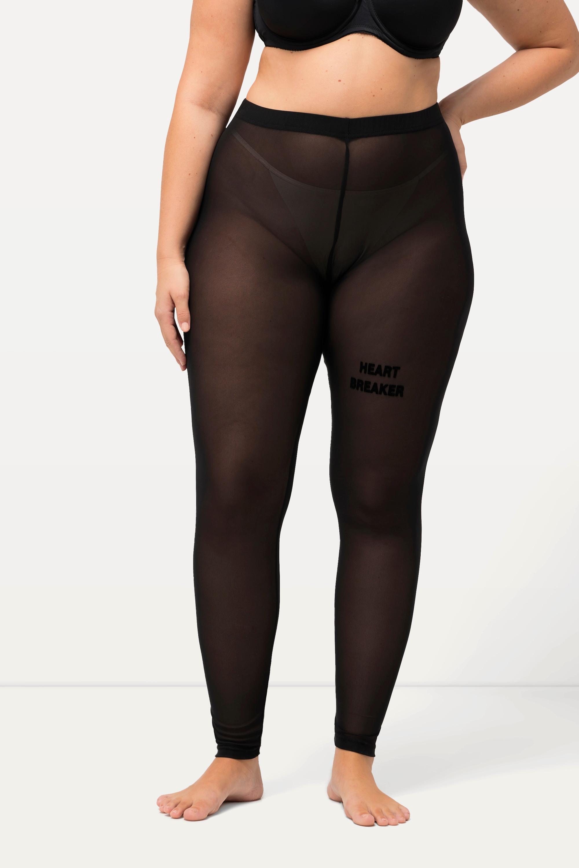 Ulla Popken  Strumpf-Leggings, Mesh, Flock-Schriftzug, hochelastisch 