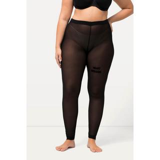 Ulla Popken  Leggings di mesh molto elastico con scritta floccata 