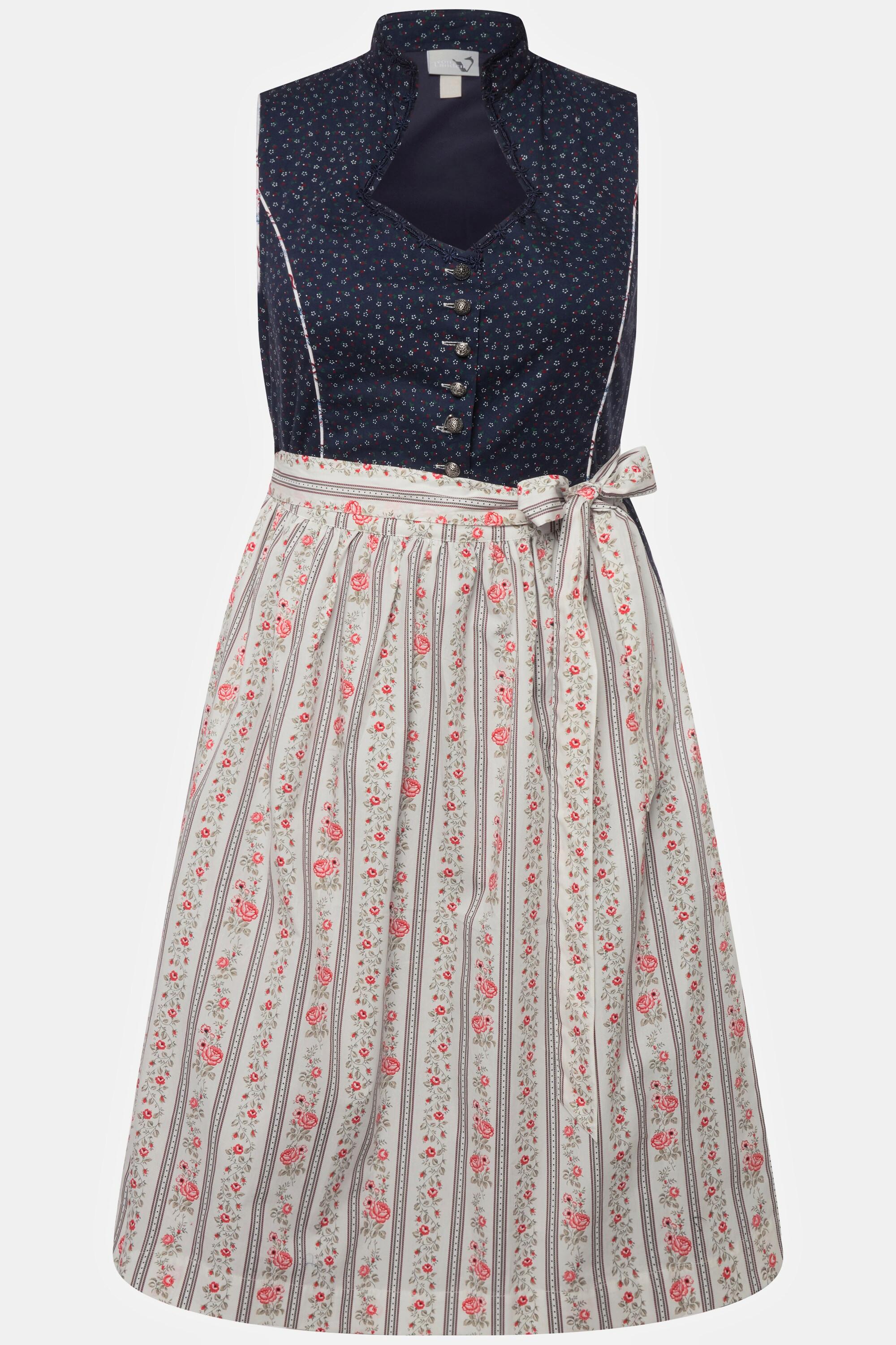 Ulla Popken  Dirndl, Herzausschnitt, Schmuckknöpfe, ärmellos 