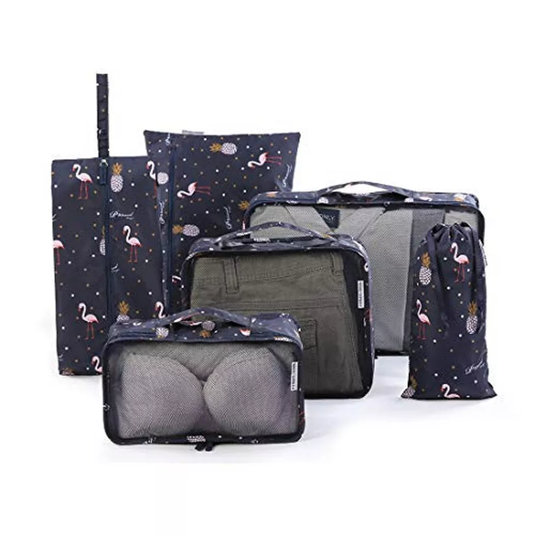 Only-bags.store - Kleidersack-Set, Packtaschen für Koffer 6-teiliges ultraleichtes Kofferset für Reisen, Seesäcke, Handgepäck und Rucksäcke, One Size, Schwarz