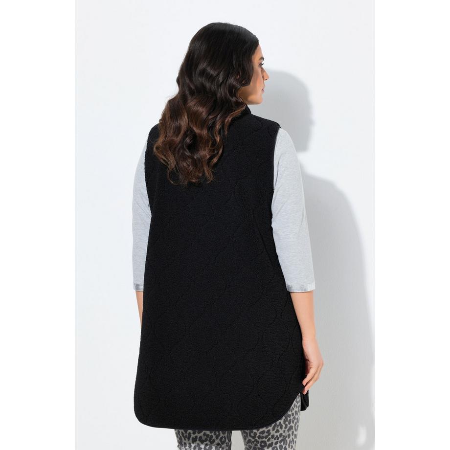 Ulla Popken Veste sans manches en polaire bouclée Col montant Coupe évasée  