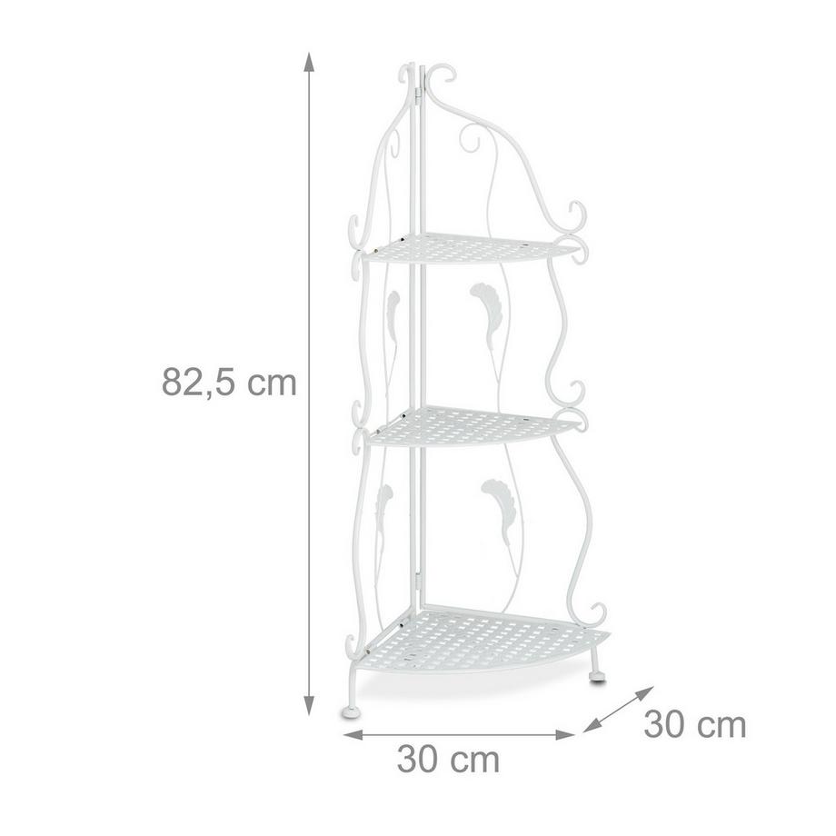 B2X  Étagère d'angle en métal blanc avec 3 étagères 