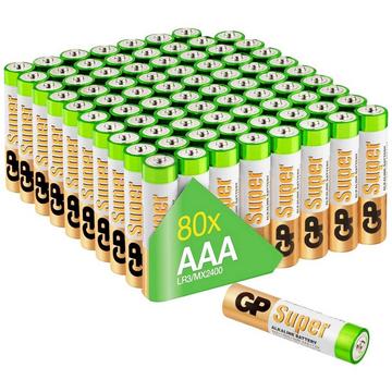 GP Super Alkaline Batterien AAA Micro, LR03, 1.5V, mit neuer G-Tech Technologie, 80 Stück