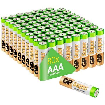 Super Alkaline Batterien AAA Micro, LR03, 1.5V, mit neuer G-Tech Technologie, 80 Stück