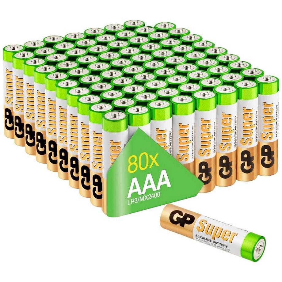 GP Batteries  Super Alkaline Batterien AAA Micro, LR03, 1.5V, mit neuer G-Tech Technologie, 80 Stück 