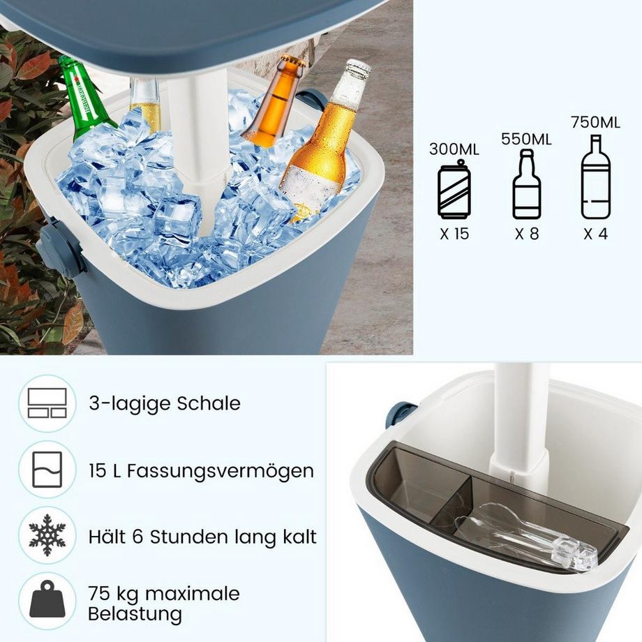 B2X  Frigo bar portatile da 15 litri con piano d'appoggio sollevabile e amp; Borsa frigo da tavolino apribottiglie 