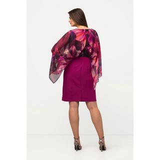 Ulla Popken  Abito con fiori, maniche di chiffon, scollo a V e maniche lunghe 