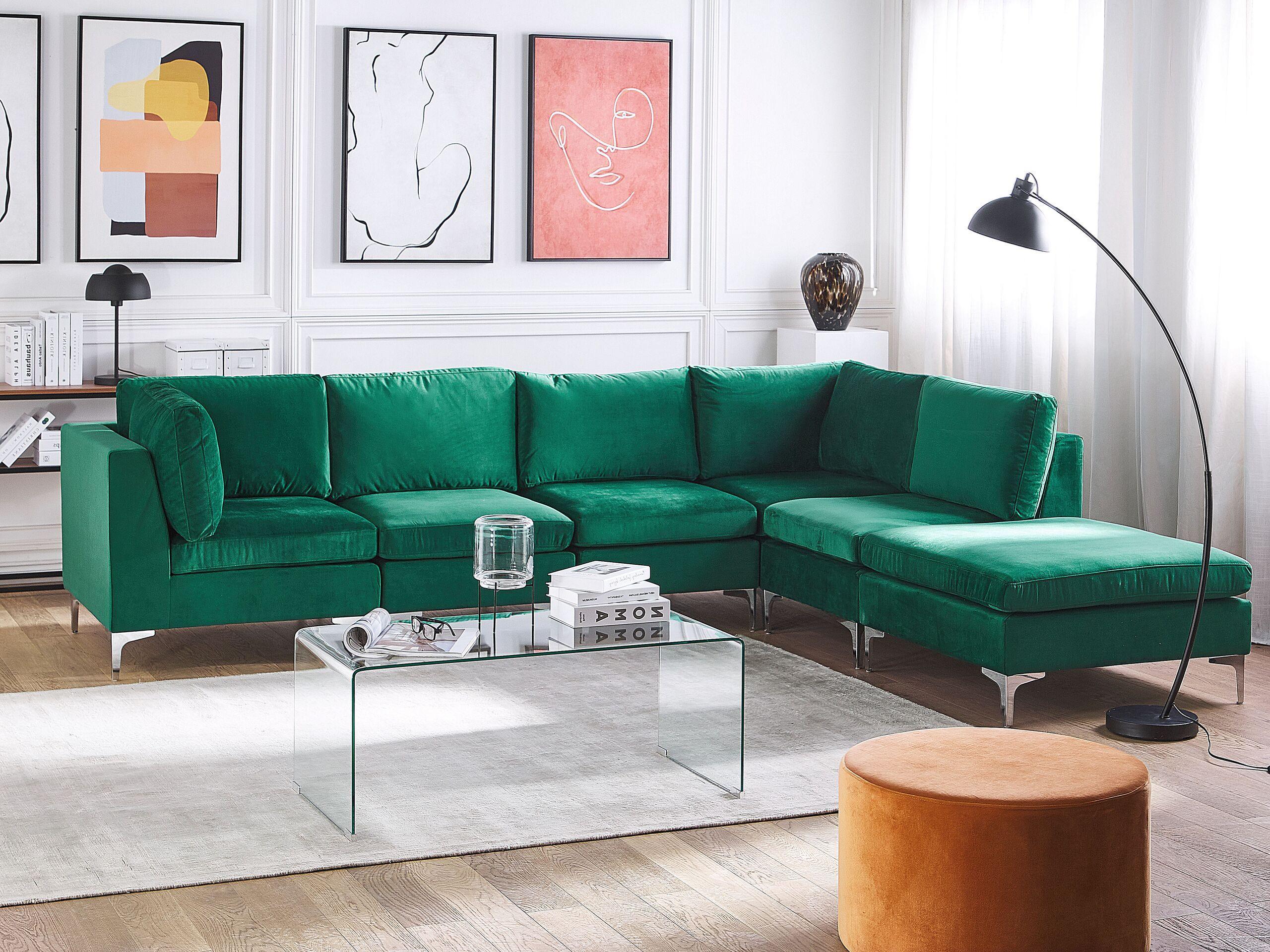 Beliani Sofa mit Ottomane aus Samtstoff Modern EVJA  