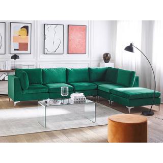 Beliani Sofa mit Ottomane aus Samtstoff Modern EVJA  