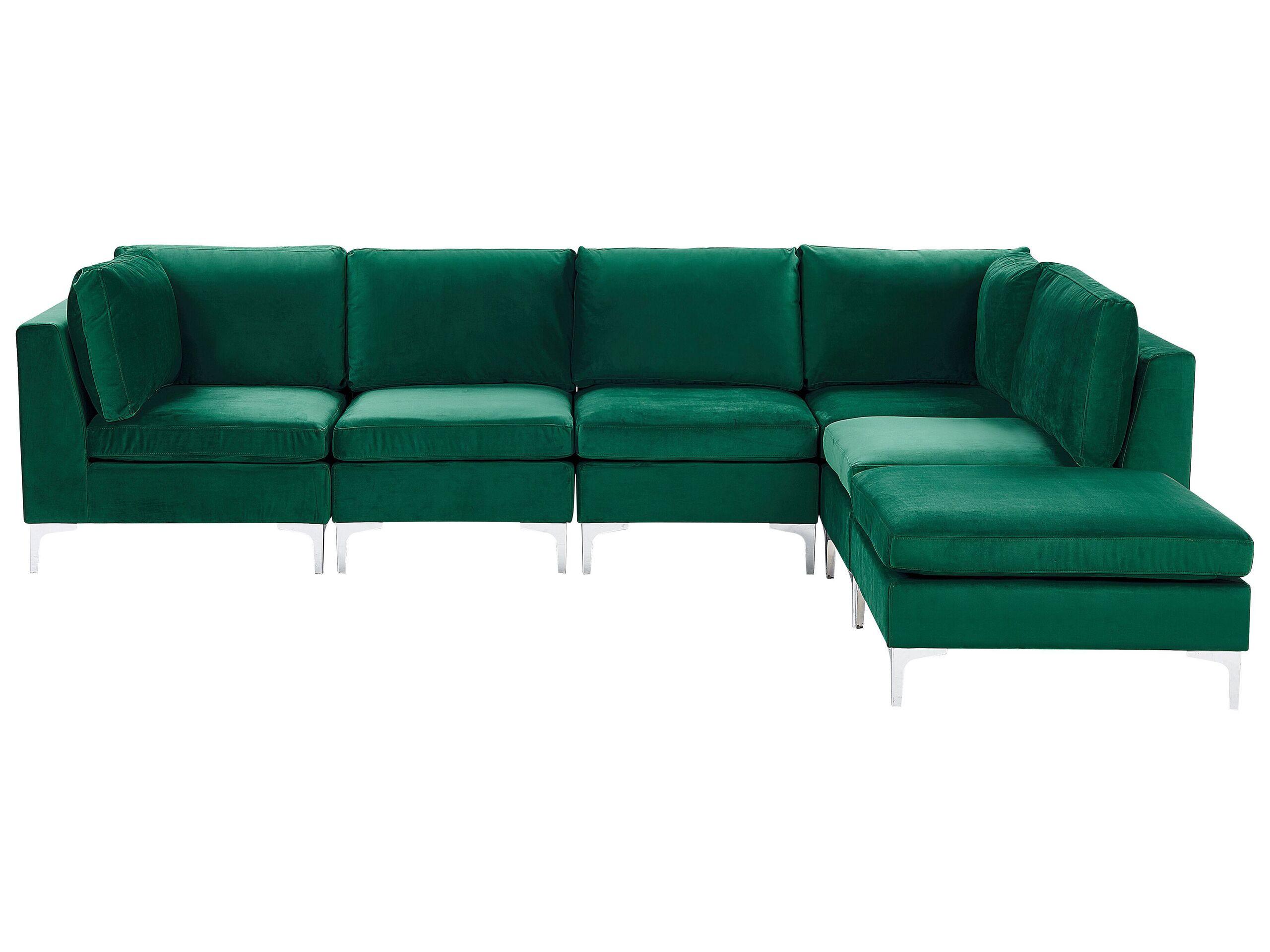 Beliani Sofa mit Ottomane aus Samtstoff Modern EVJA  