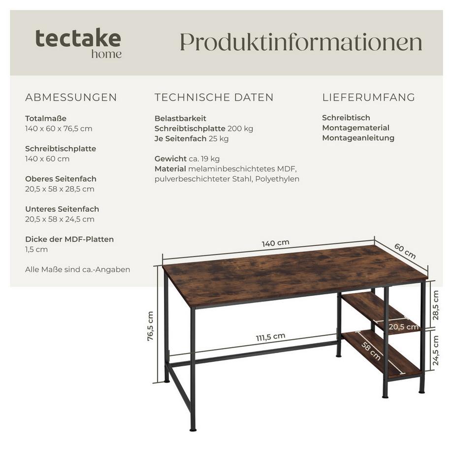Tectake Scrivania Donegal  stile industriale  