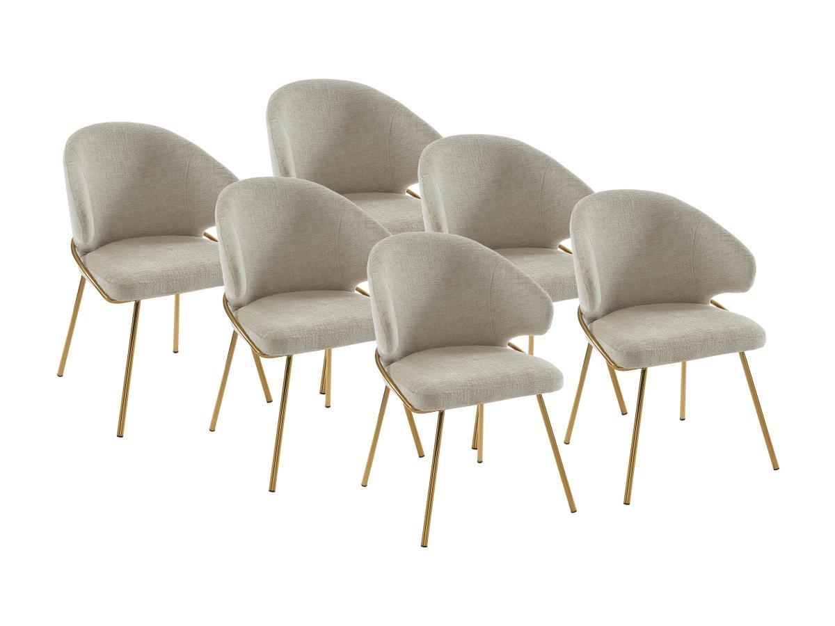 PASCAL MORABITO Lot de 6 chaises en tissu et métal doré - Beige - LUXIVA de Pascal Morabito  