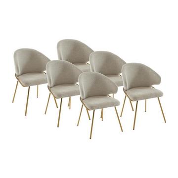 Lot de 6 chaises en tissu et métal doré - Beige - LUXIVA de Pascal Morabito