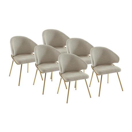 PASCAL MORABITO Lot de 6 chaises en tissu et métal doré - Beige - LUXIVA de Pascal Morabito  