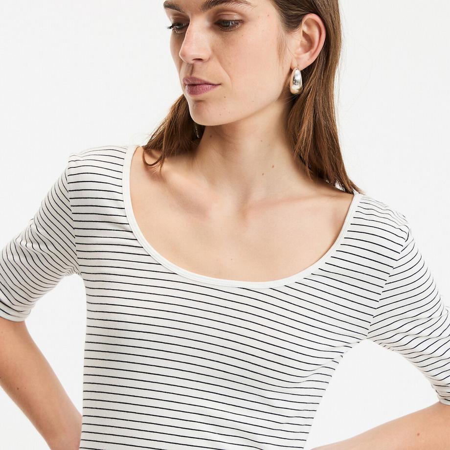 La Redoute Collections T-shirt a righe scollo a U  