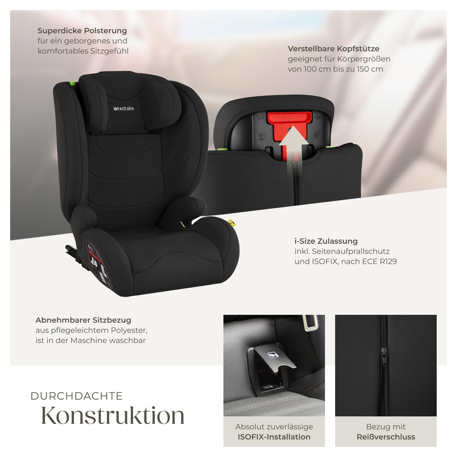 Tectake  Seggiolino auto Levi, omologazione i-Size, con ISOFIX 