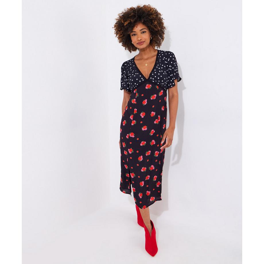 Robe Midi Dentelle et Pois