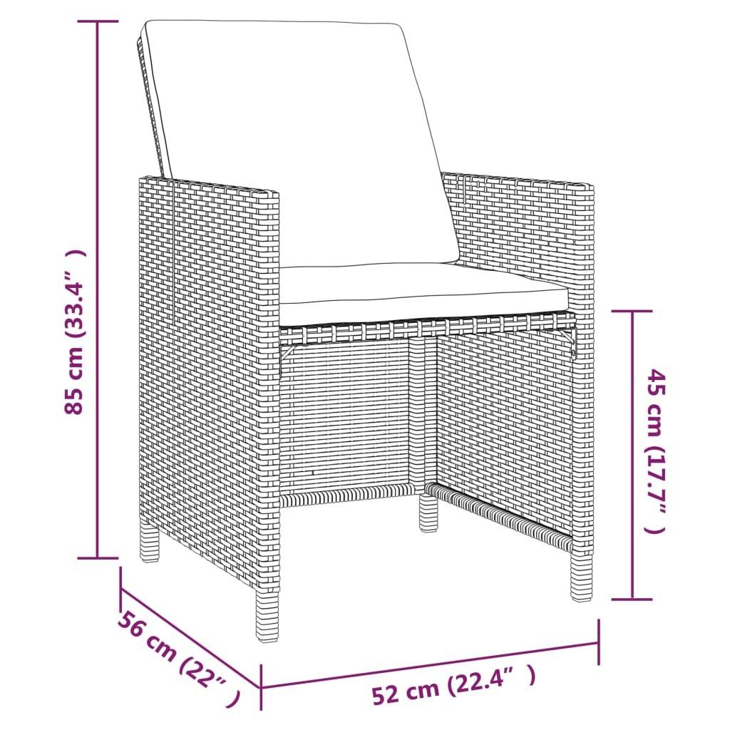 VidaXL Ensemble de salle à manger de jardin rotin synthétique  