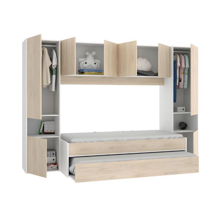 Vente-unique Letto a scomparsa con ponte  Rovere e Bianco SELENA  