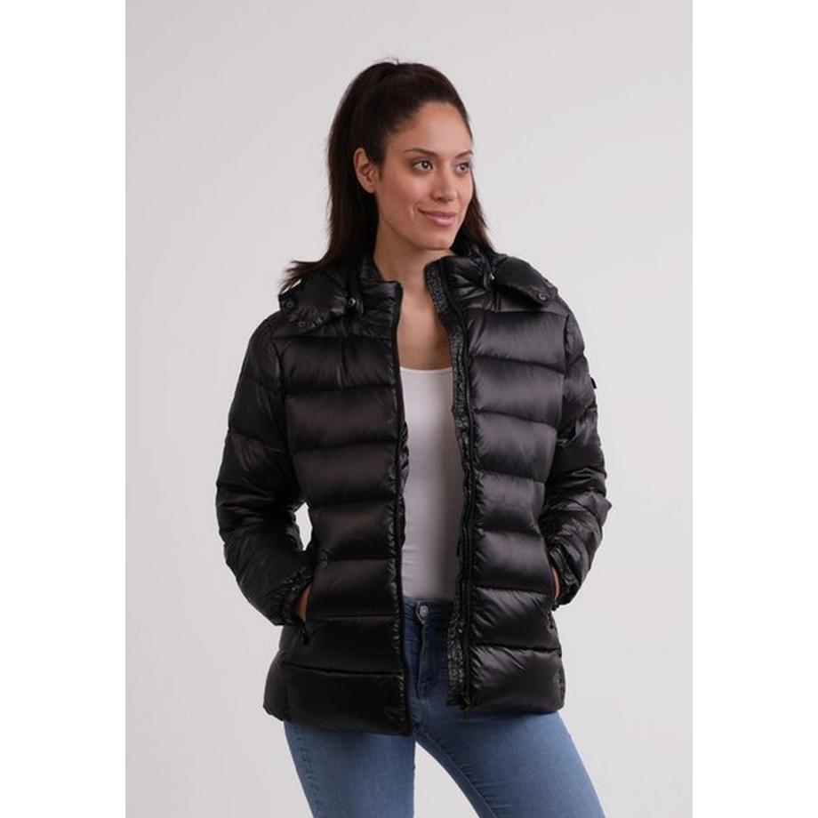 CASH-MERE.CH Piumino con Cappuccio Fodera in Cashmere Effetto Lucido  