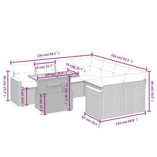 VidaXL set divano da giardino Polirattan  