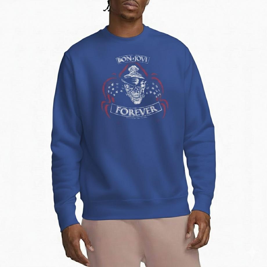 Bon Jovi Forever Skull Grafik Sweatshirt  