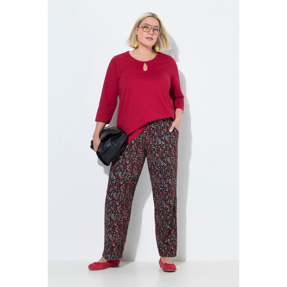 Ulla Popken Pantaloni Jersey Gamba Larga Dritta Cintura Elastica  