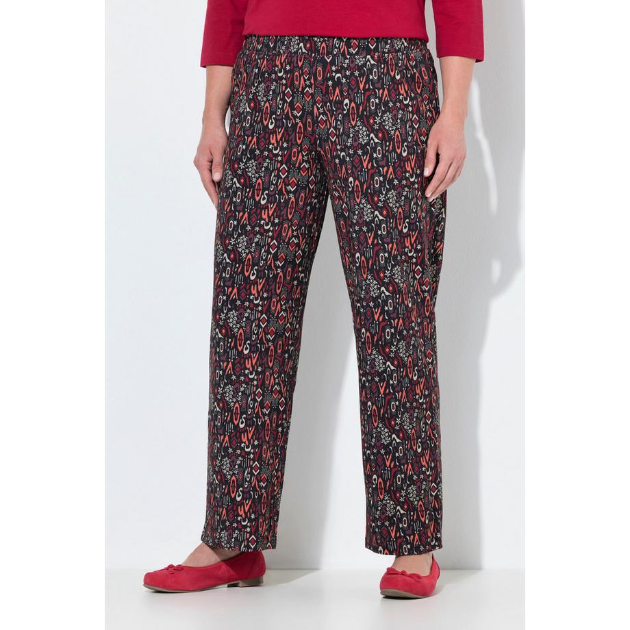 Ulla Popken Pantaloni Jersey Gamba Larga Dritta Cintura Elastica  