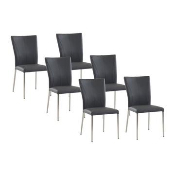 Lot de 6 chaises TALICIA Simili acier brossé