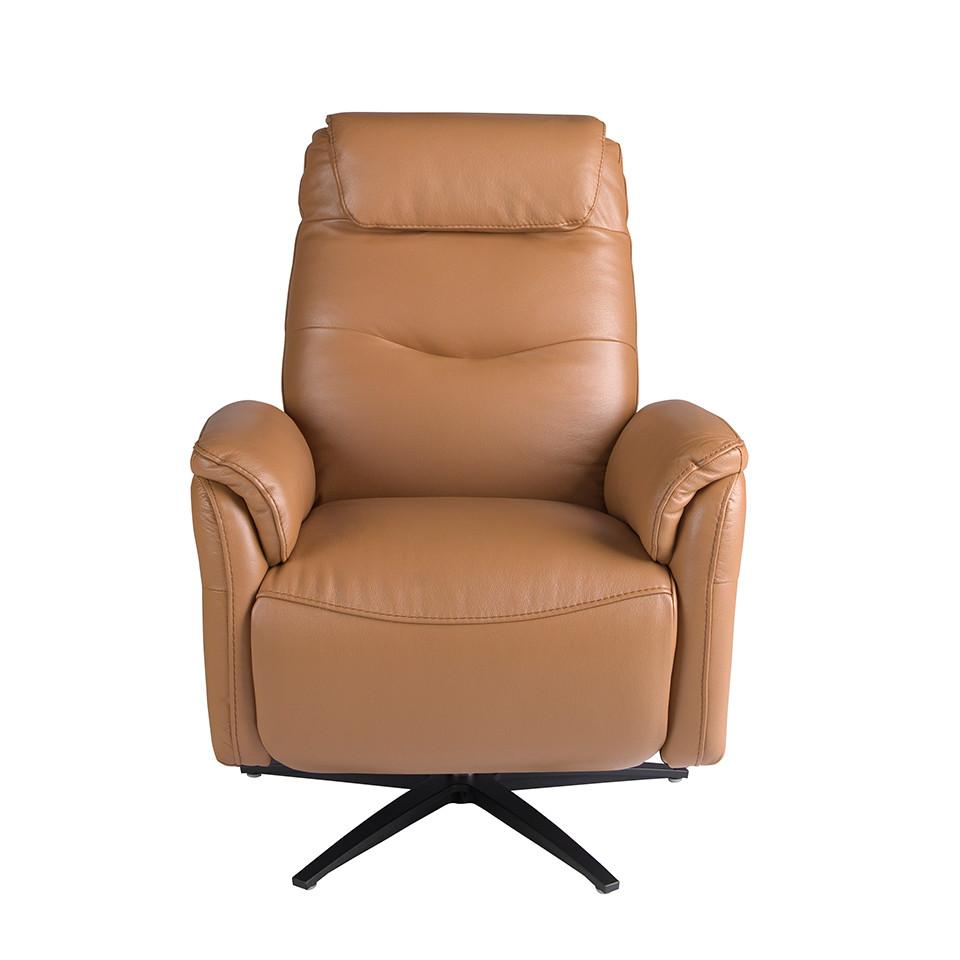 ANGEL CERDA Fauteuil pivotant en cuir marron  