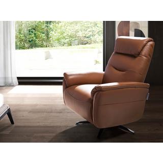 ANGEL CERDA Fauteuil pivotant en cuir marron  