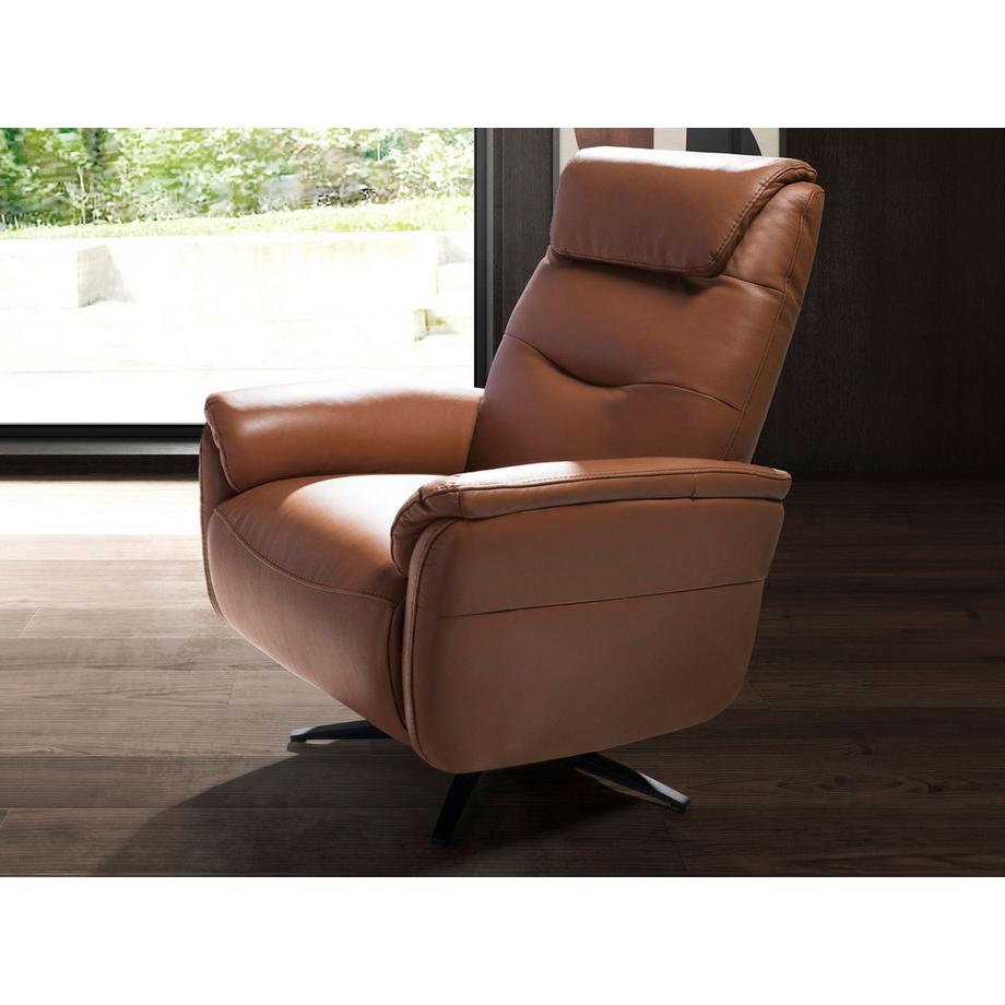 ANGEL CERDA Poltrona girevole in pelle marrone  