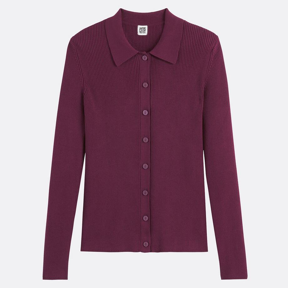 La Redoute Collections Feinstrickcardigan mit Kragen und Knopfverschluss  