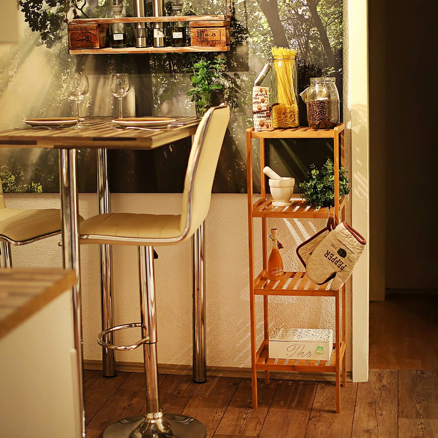 B2X Étagère de salle de bain en bambou avec 4 étagères  