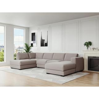 Vente-unique Wohnlandschaft mit Ecke - Ecke rechts - Stoff - Beige - MESETA  