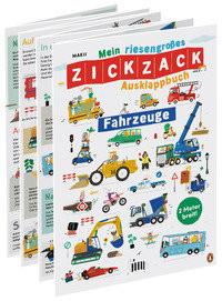 Mein riesengroßes ZICKZACK Ausklappbuch - Fahrzeuge Makii; Makii (Illustrationen); Haefs, Gabriele (Übersetzung) Copertina rigida 