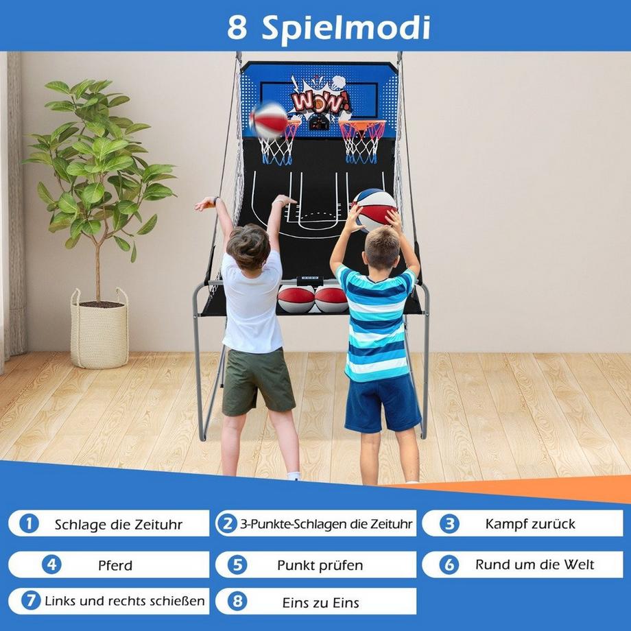 Northix Gioco arcade di basket, 2 canestri  