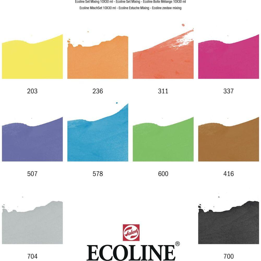Ecoline Wasserfarben-Set - Pipettenglas - 30 ml - 10 Stk  