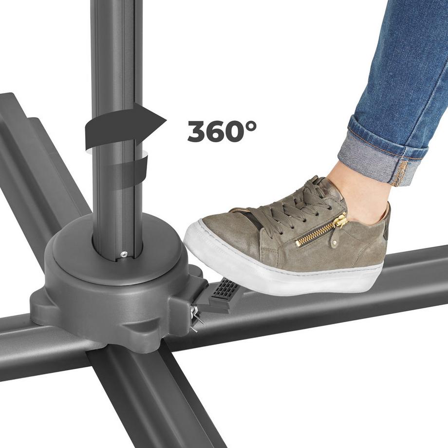 Tectake Sonnenschirm Daria Ø 300 cm leichtgängiger Mechanismus mit Fußpedal  