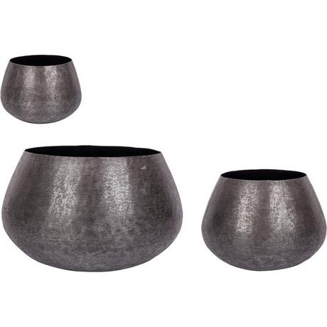 mutoni Cache-pot Varanasi noir rond (lot de 3)  