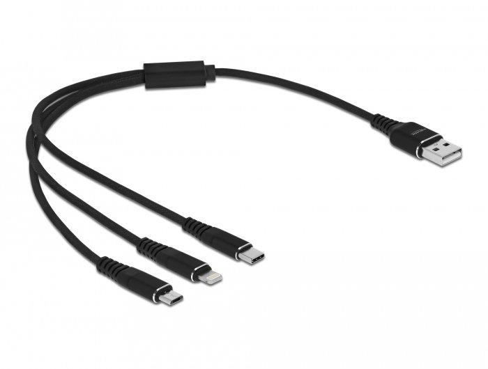 DeLock  87152 USB Kabel 0,3 m USB 2.0 USB A USB C/Micro-USB B/Lightning Schwarz 