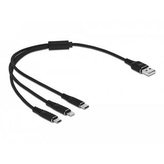 DeLock  87152 USB Kabel 0,3 m USB 2.0 USB A USB C/Micro-USB B/Lightning Schwarz 